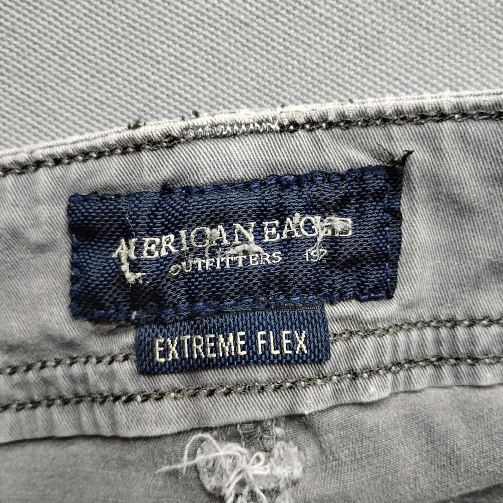 American Eagle Extreme Flex Classic Cargo Shorts Mens 32 Gray Cotton Stretch - Picture 7 of 8